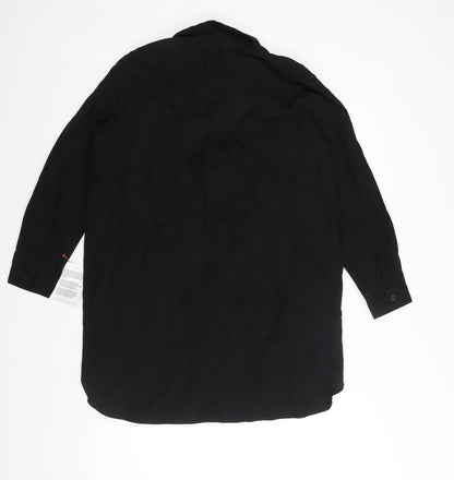 Back view of ASOS women’s black cotton shirt dress, size UK 12, collared button