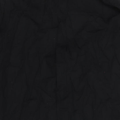 Brand and care label for ASOS women’s black cotton shirt dress, size UK 12, collared button