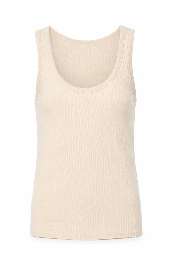 Topshop Womens Beige Viscose Basic Tank Size 10 Scoop Neck