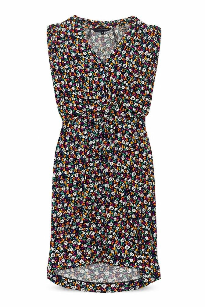 French Connection Womens Multicoloured Floral Viscose Sheath Size 10 V-Neck Pullover - Belted