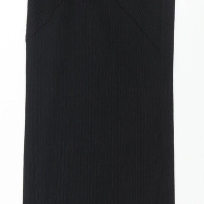 Zara Womens Black Polyester Bodycon Size M V-Neck Pullover