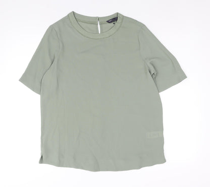 Marks & Spencer Womens Green Polyester Basic Blouse Size 12 Round Neck