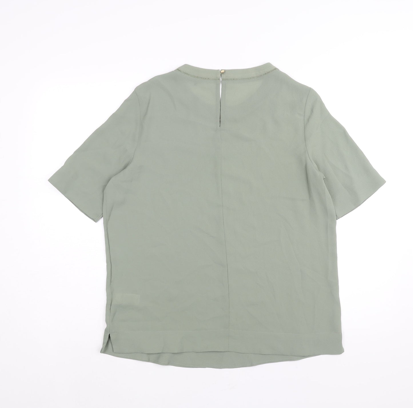 Marks and Spencer Womens Green Polyester Basic Blouse Size 12 Round Neck