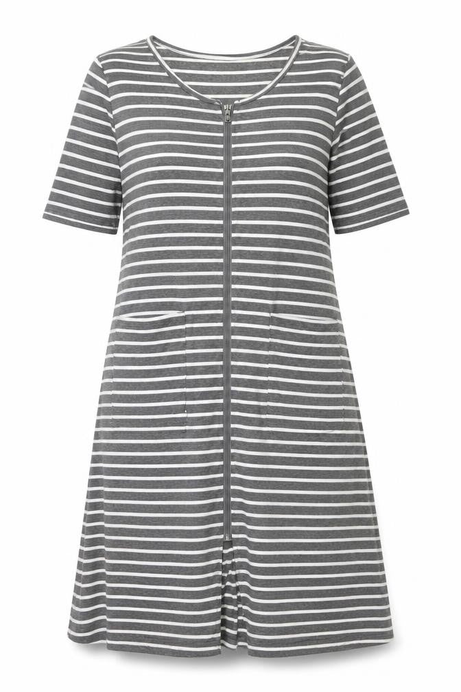 Sunnyme Womens Grey Striped Polyester Shift Size 12 Round Neck Zip - Size 12-14