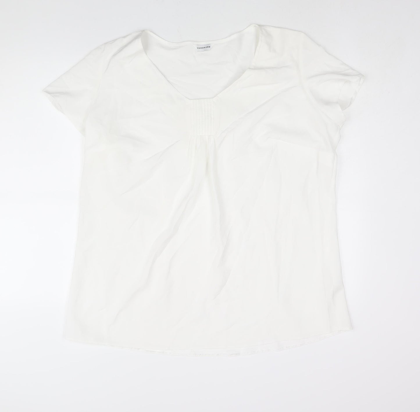 Wardrobe Womens White Polyester Basic Blouse Size 22 V-Neck