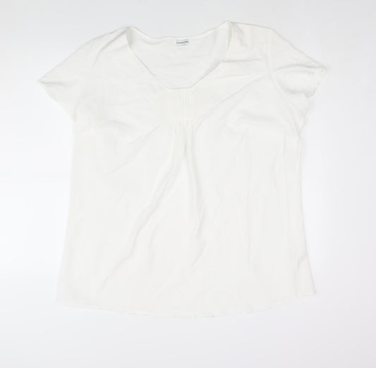 Wardrobe Womens White Polyester Basic Blouse Size 22 V-Neck