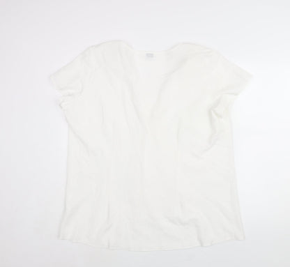 Wardrobe Womens White Polyester Basic Blouse Size 22 V-Neck
