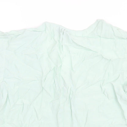 Marks & Spencer Womens Green Viscose Basic Blouse Size 8 V-Neck - Lace Trim