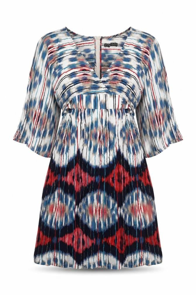 Zara Womens Multicoloured Geometric Polyester A-Line Size XS V-Neck Zip - Belted