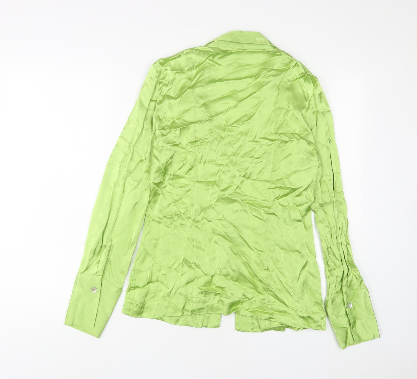 H&M Womens Green Viscose Basic Button-Up Size M Collared