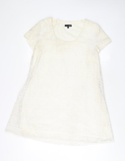 Next Womens White Polyester A-Line Size 16 Scoop Neck Pullover