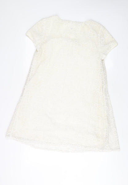 Next Womens White Polyester A-Line Size 16 Scoop Neck Pullover