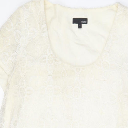 Next Womens White Polyester A-Line Size 16 Scoop Neck Pullover