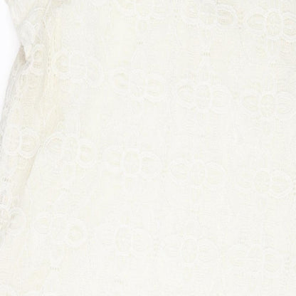 Next Womens White Polyester A-Line Size 16 Scoop Neck Pullover