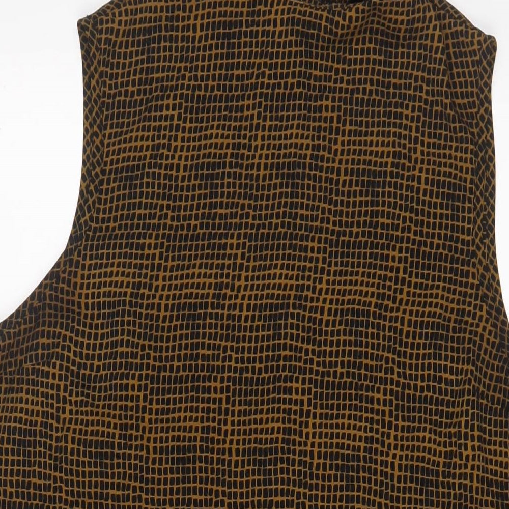 Topshop Womens Brown Geometric Polyester Tunic Tank Size 16 High Neck