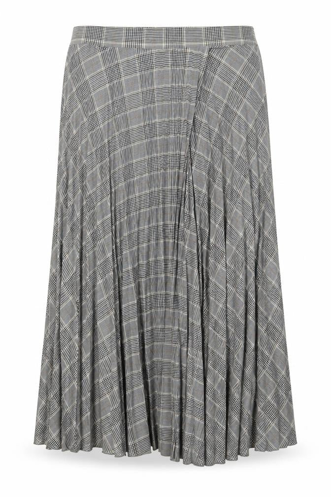 Marks & Spencer Womens Grey Plaid Polyester A-Line Skirt Size 12 Zip - Pleated