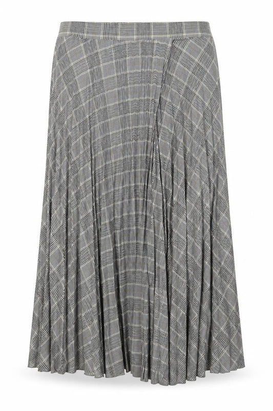 Marks & Spencer Womens Grey Plaid Polyester A-Line Skirt Size 12 Zip - Pleated