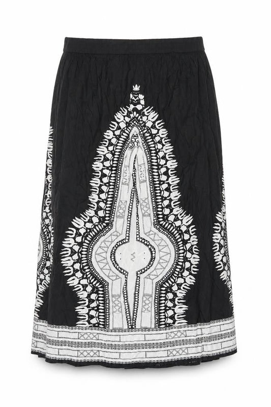 Klass Womens Black Geometric Viscose A-Line Skirt Size 16