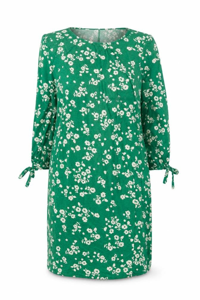 Wallis Womens Green Floral Viscose Sheath Size 14 Boat Neck Pullover