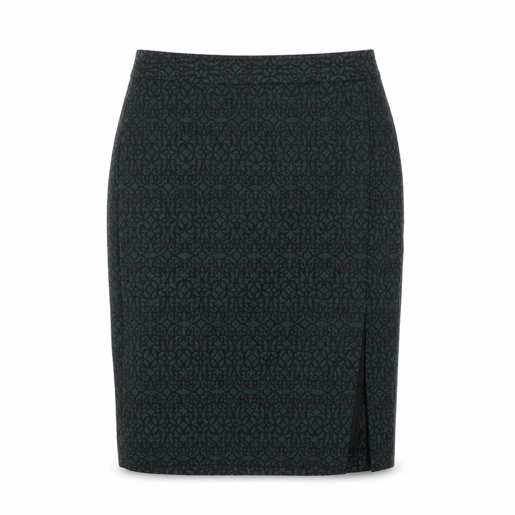 Next Womens Green Fair Isle Viscose A-Line Skirt Size 10 Zip - Side Slit