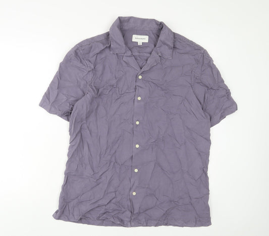 Autograph Mens Purple Lyocell Button-Up Size L Collared Button