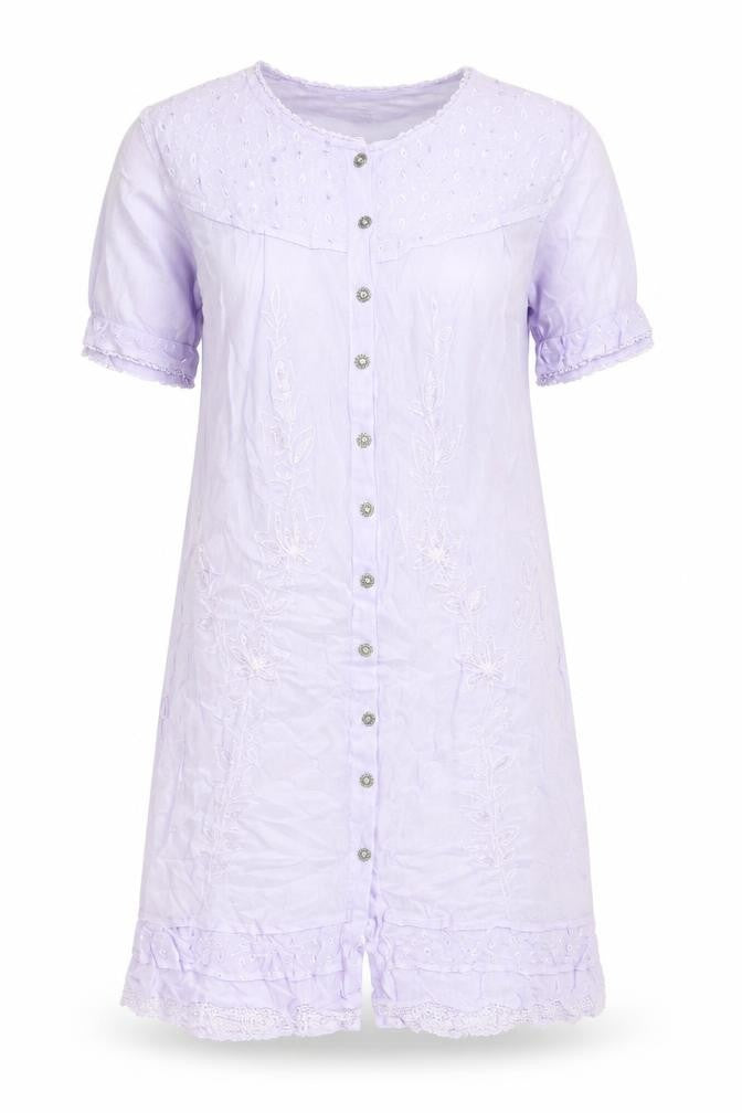 Reflect Womens Purple Polyester Sheath Size M Boat Neck Button - Embroidered