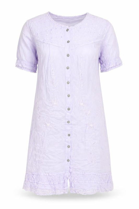 Reflect Womens Purple Polyester Sheath Size M Boat Neck Button - Embroidered