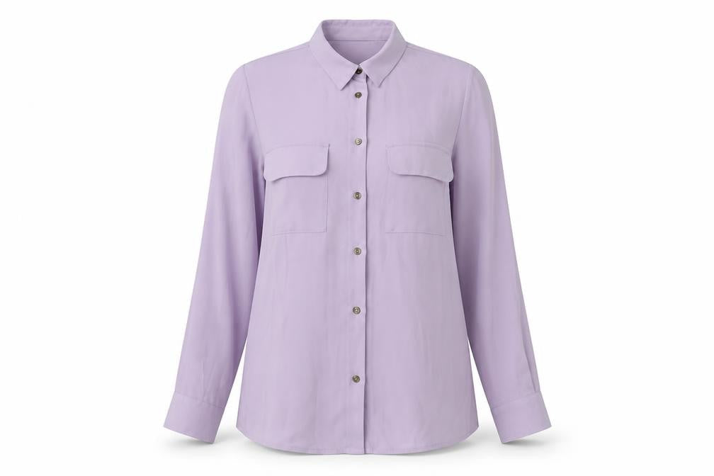 New Look Womens Purple Polyester Basic Button-Up Size 6 Collared