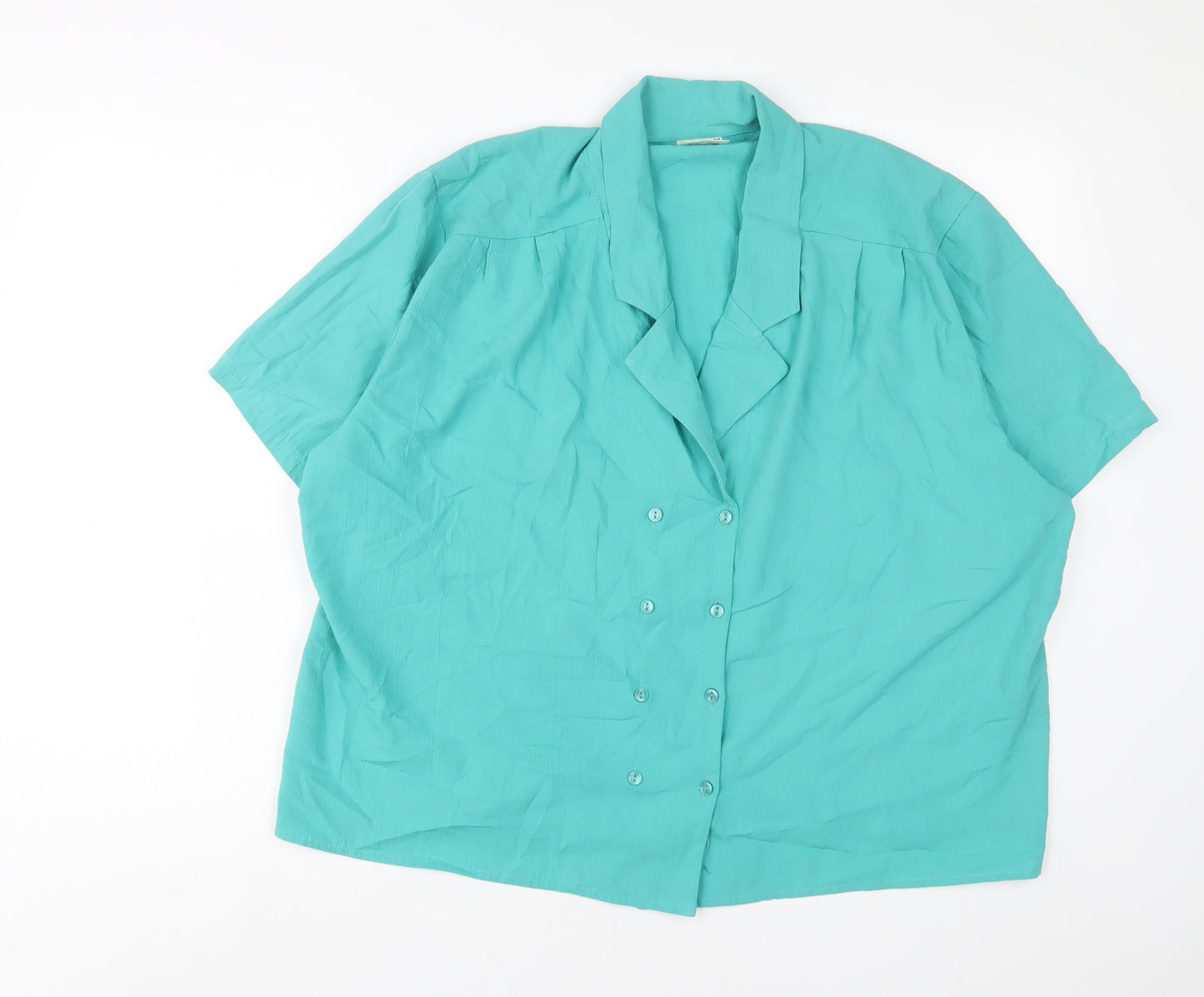 Edinburgh Womens Blue Polyester Basic Button-Up Size 22 Collared