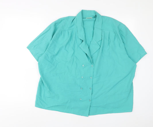 Edinburgh Womens Blue Polyester Basic Button-Up Size 22 Collared