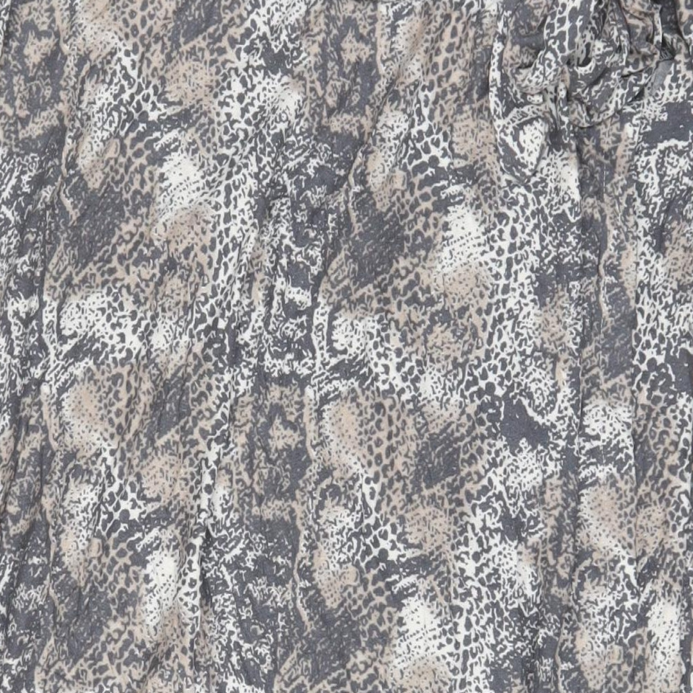 NEXT Womens Grey Animal Print Viscose Wrap Skirt Size 16 - Belted
