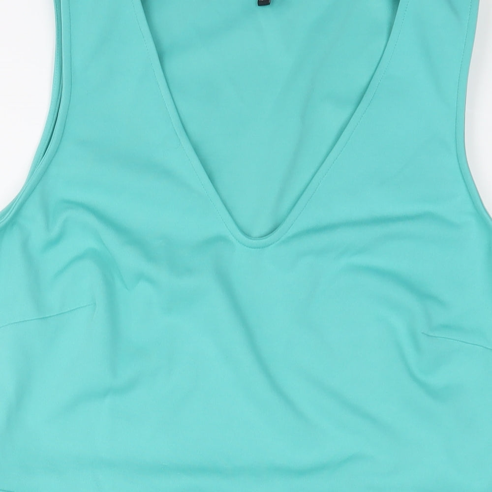 Scarlett B Womens Blue Polyester Fit & Flare Size 18 V-Neck Pullover - Pleated