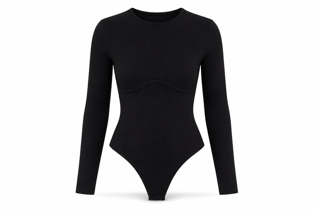 PRETTYLITTLETHING Womens Black Polyester Bodysuit One-Piece Size 6 Snap