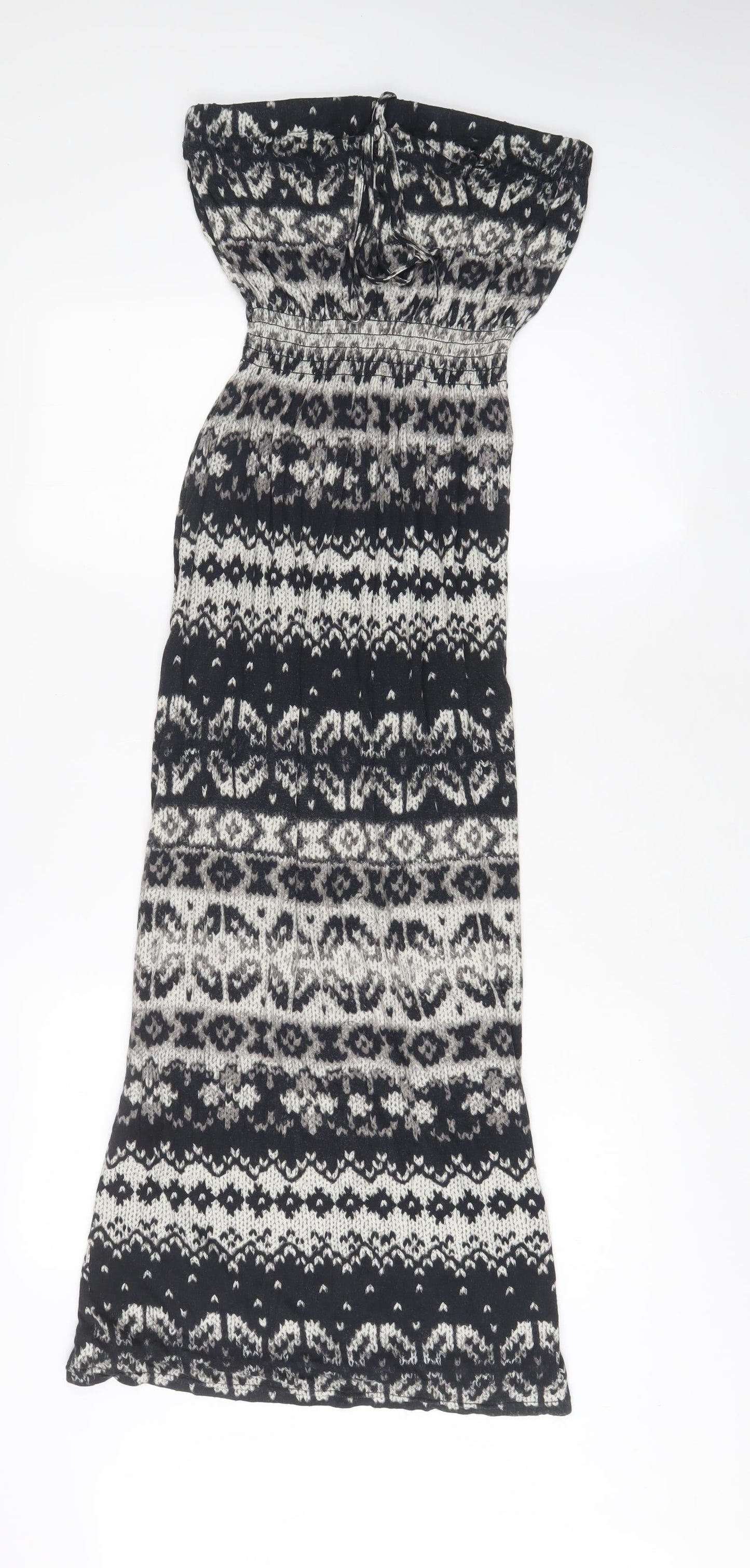 Love Womens Grey Geometric Viscose A-Line Size M Off the Shoulder Pullover - M/L