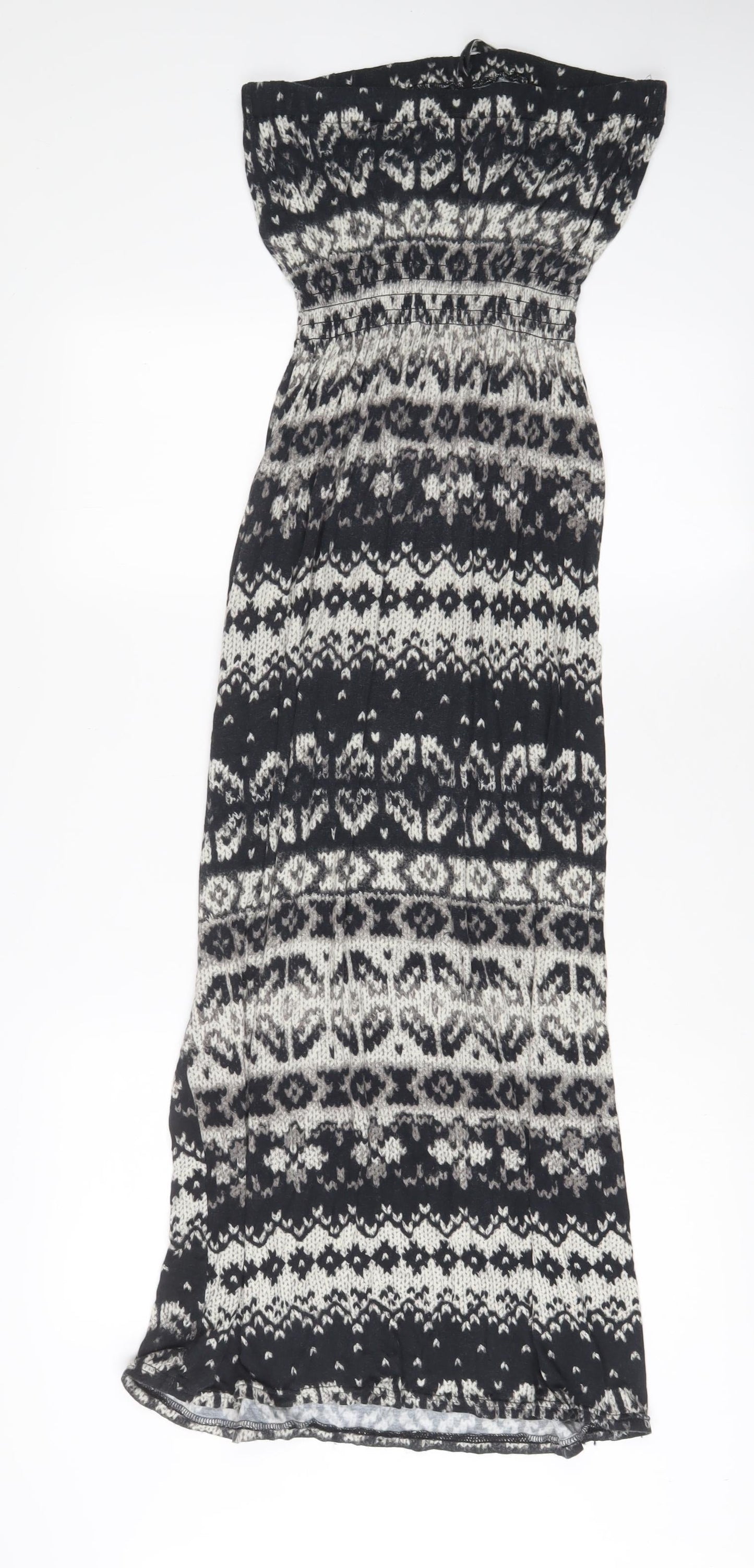 Love Womens Grey Geometric Viscose A-Line Size M Off the Shoulder Pullover - M/L