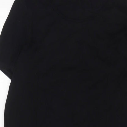 Close-up detail of Roman women’s black viscose sheath, size UK 14, scoop neck pullover - studded