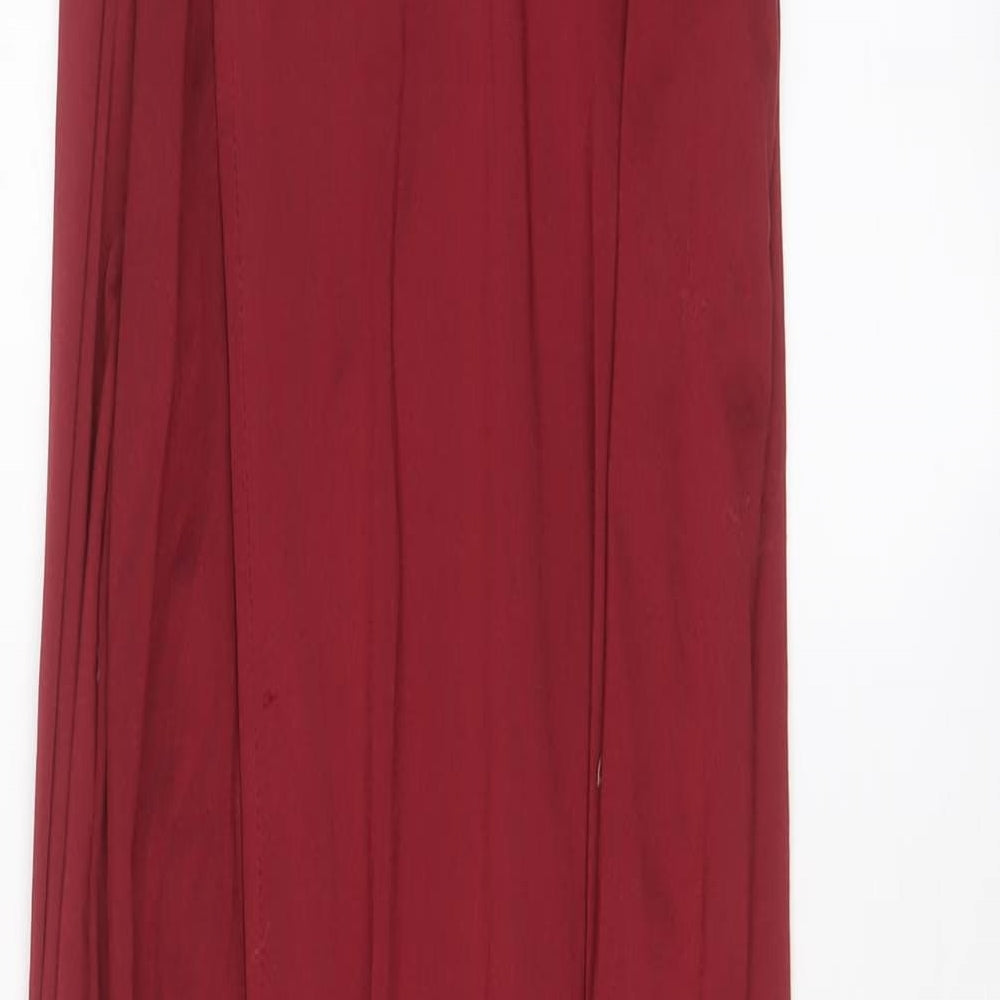 Missguided Womens Red Polyester A-Line Size 8 Off the Shoulder Zip