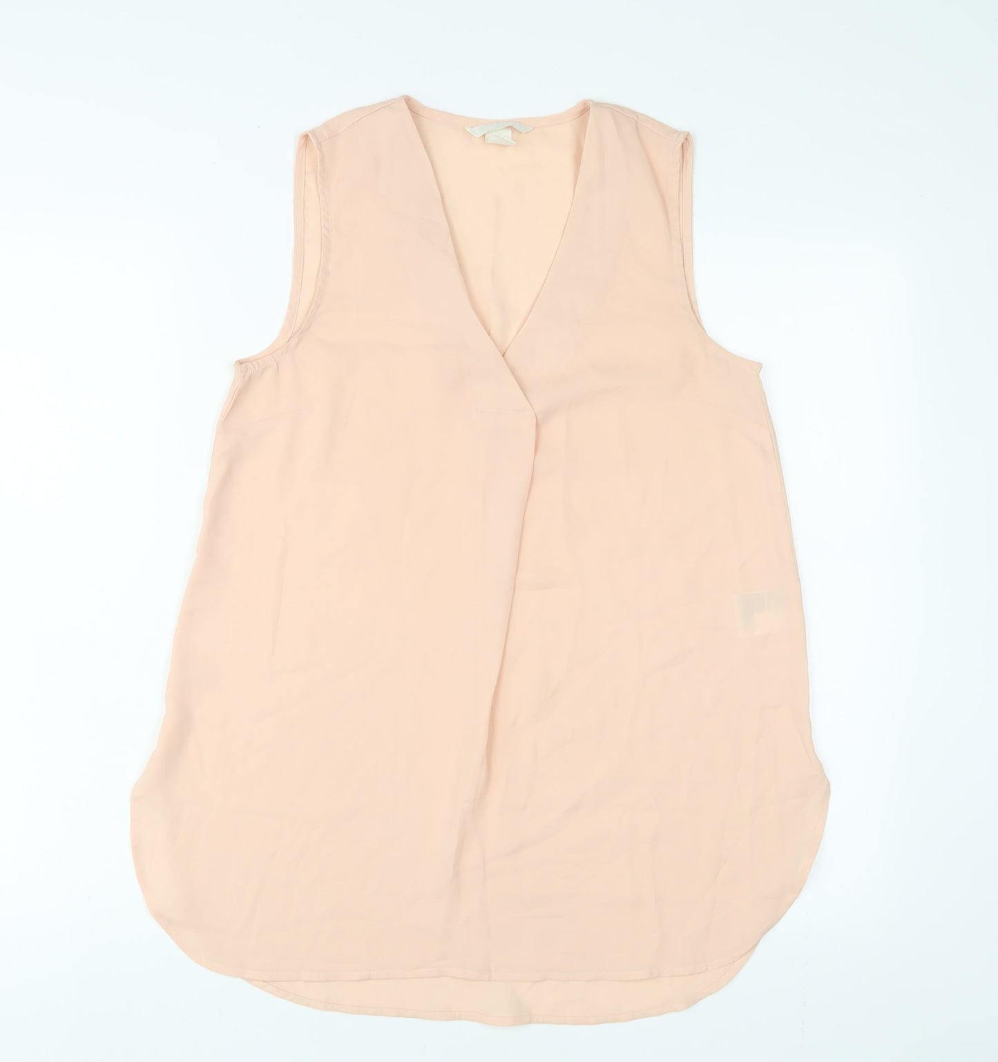 H&M Womens Pink Polyester Basic Blouse Size 6 V-Neck