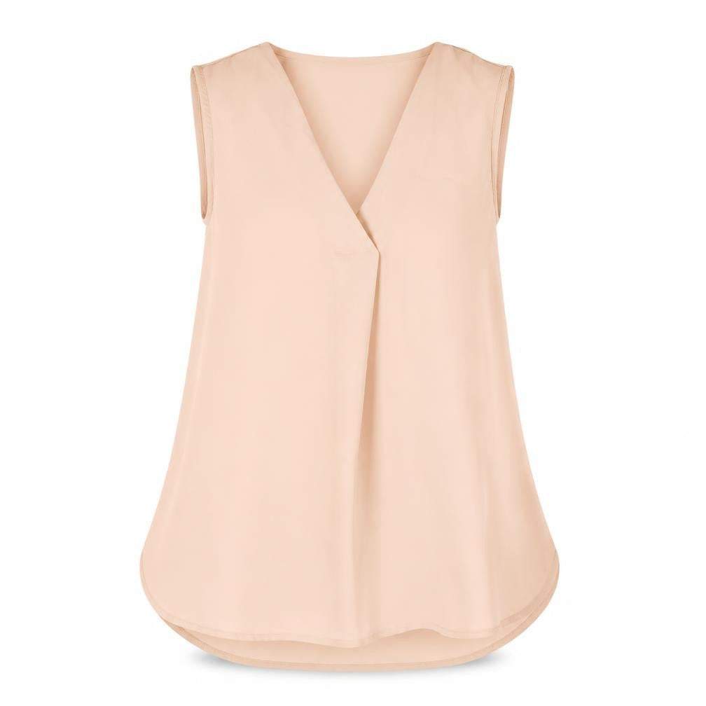 H&M Womens Pink Polyester Basic Blouse Size 6 V-Neck
