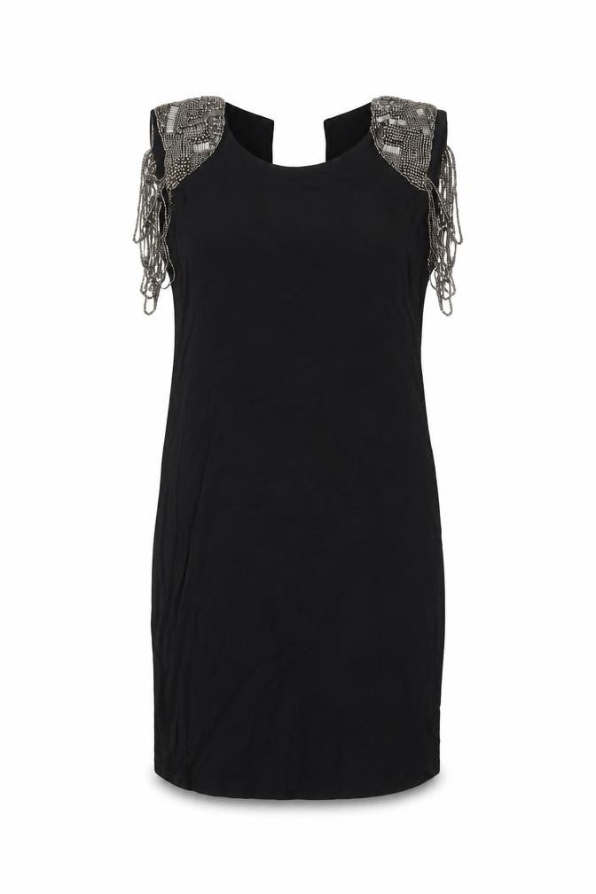 tPSHOP Womens Black Viscose Bodycon Size 10 Scoop Neck Pullover - Beaded