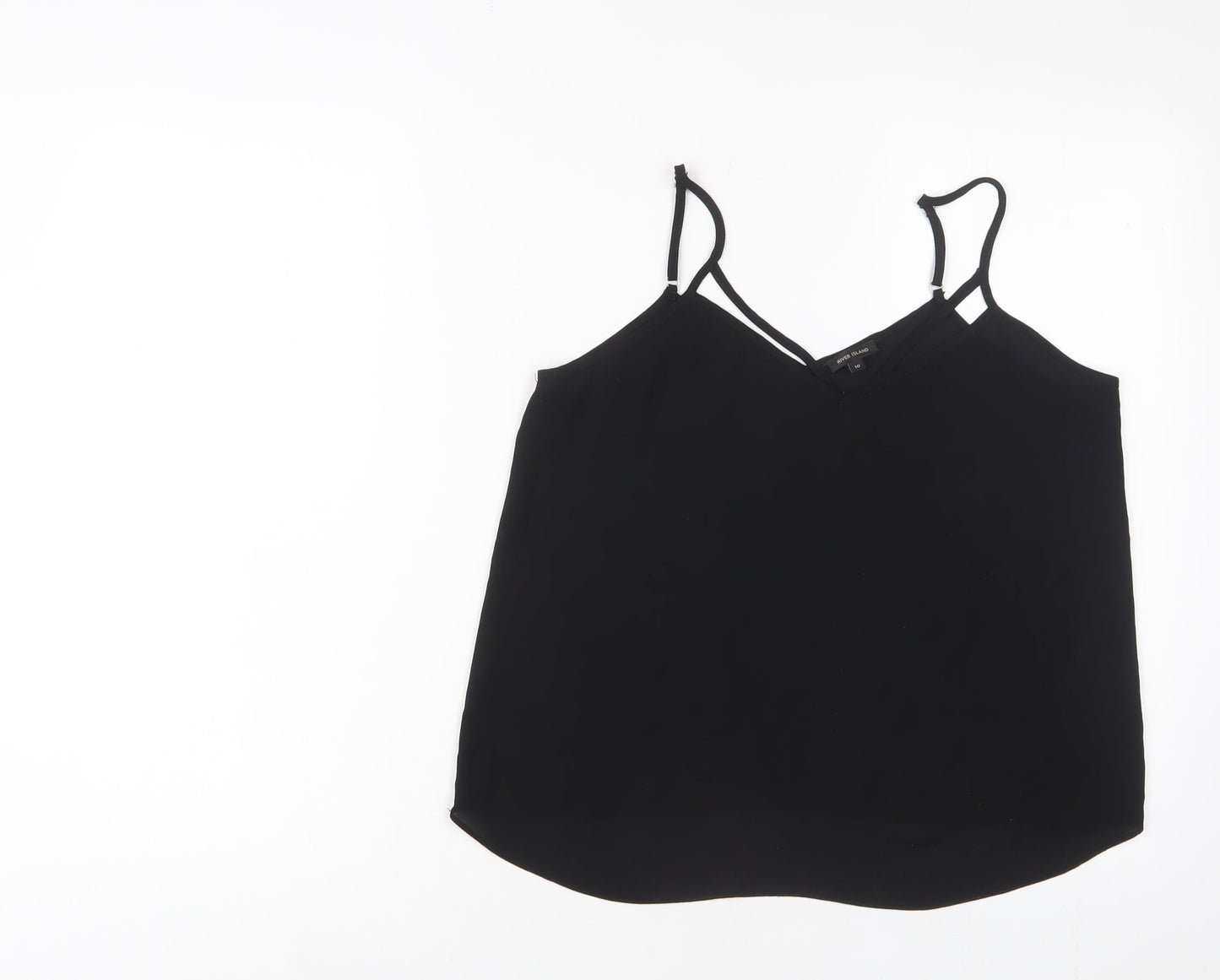 River Island Womens Black Polyester Camisole Tank Size 12 V-Neck