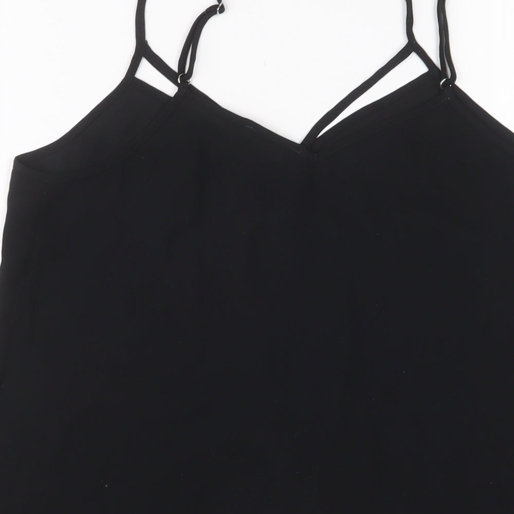 River Island Womens Black Polyester Camisole Tank Size 12 V-Neck