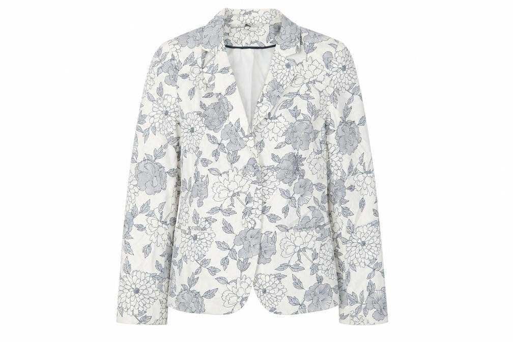 Classic Womens White Floral Jacket Size 12 Button