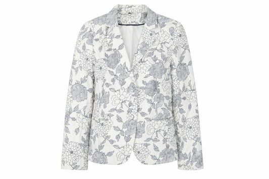Classics Womens White Floral Jacket Size 12 Button