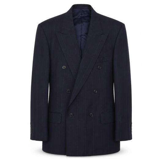 Lino Vierra Mens Blue Striped Polyester Jacket Suit Jacket Size 40 Regular