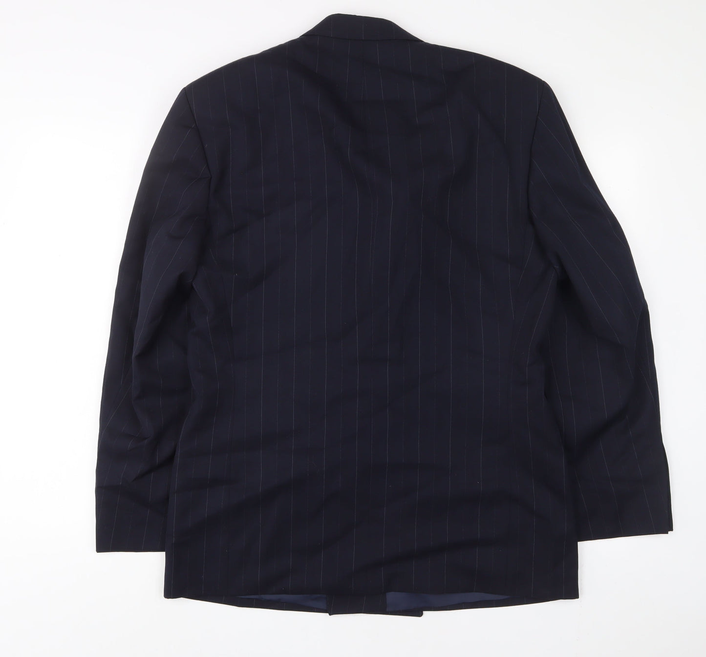 Lino Vierra Mens Blue Striped Polyester Jacket Suit Jacket Size 40 Regular