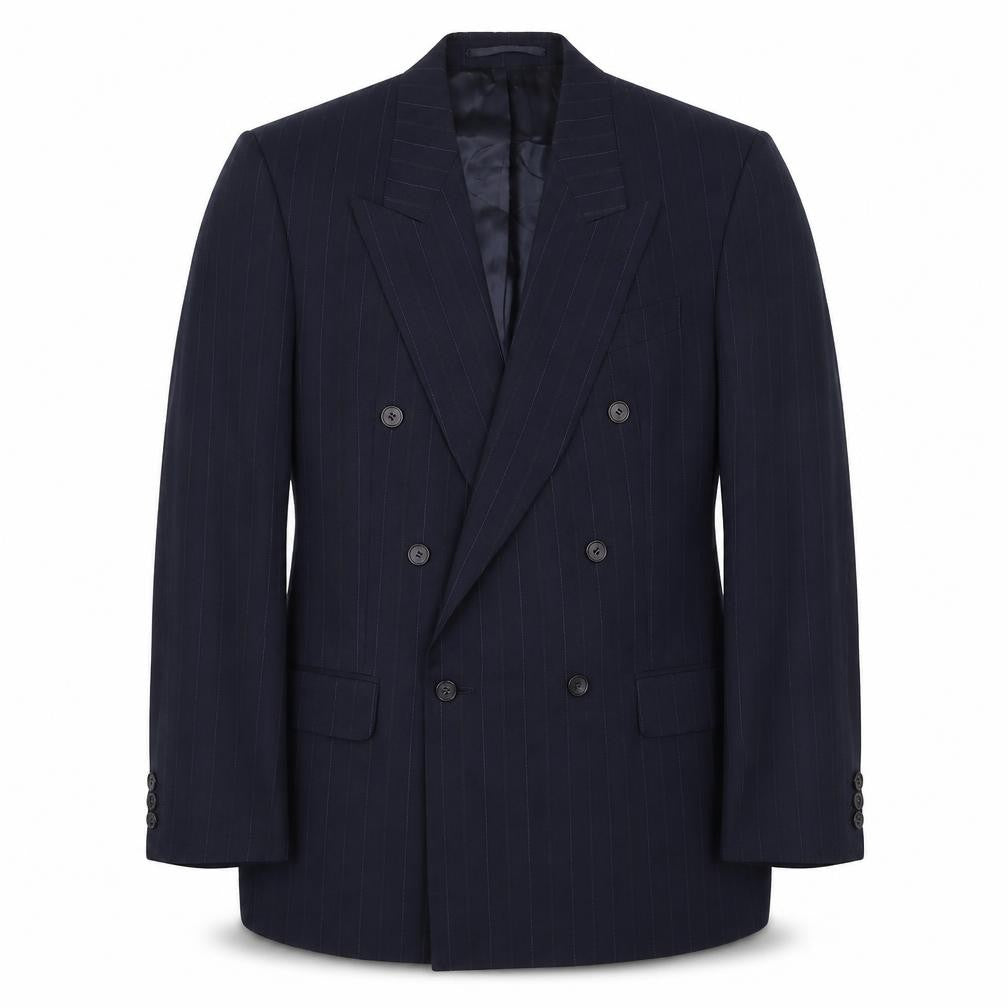 Enzo Verdi Mens Blue Striped Wool Jacket Suit Jacket Size 40 Regular