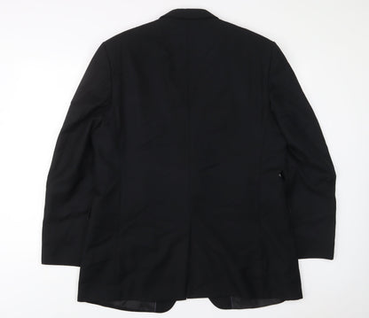 pinstripe Mens Black Polyester Jacket Suit Jacket Size 44 Regular - Inside Pockets