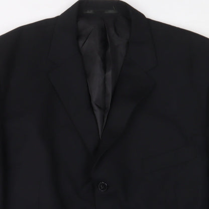 pinstripe Mens Black Polyester Jacket Suit Jacket Size 44 Regular - Inside Pockets