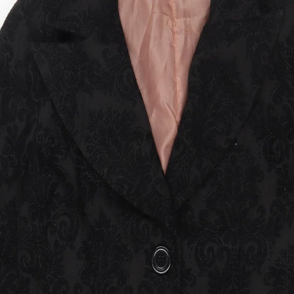 Savida Womens Black Jacket Size 10 Button - Embroidered